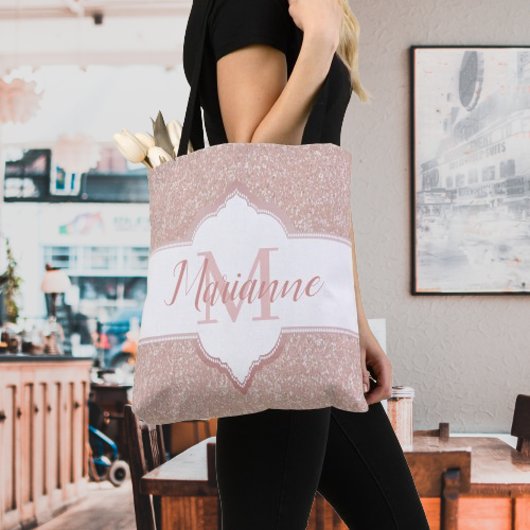 ピンクグリッターモノグラムトートバッグ トートバッグ
