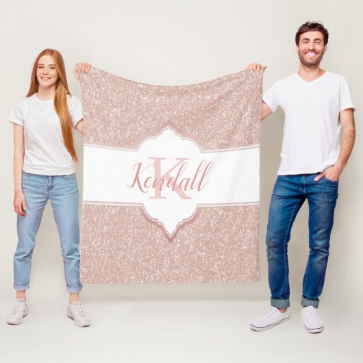 ピンクグリッターモノグラムブランケット フリースブランケット (インサイチュ)