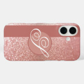 ピンクグリッターモノグラム Case-Mate iPhoneケース (裏面 (横))