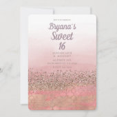 ピンクグリッターモロッコインディアンプリンセススウィート16 招待状 (正面)