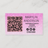 ピンクグリッターラッシュテクニシャンとQRコード 名刺 (裏面)