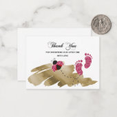 ピンクグリッターラディバグサンキュー ノートカード (正面/裏面インサイチュ)