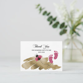 ピンクグリッターラディバグサンキュー ノートカード