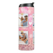 ピンクグリッターラブハート6写真モダン タンブラー (回転左)