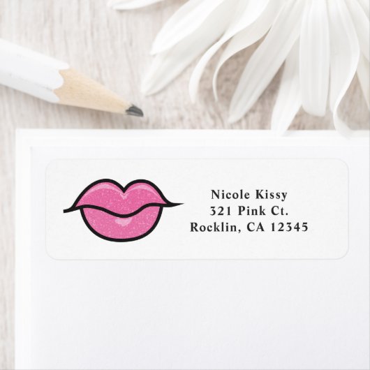 ピンクグリッターリップキスシックなメイクアップグラム美しい ラベル (インサイチュ)