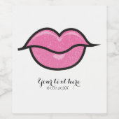 ピンクグリッターリップキスメイク美しいパーティーワイン ワインラベル (シングルラベル)