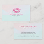 ピンクグリッターリップメイクアップアーティスト 名刺 (正面/裏面)