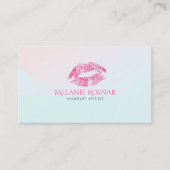 ピンクグリッターリップメイクアップアーティスト 名刺 (正面)