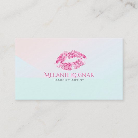 ピンクグリッターリップメイクアップアーティスト 名刺 (正面)