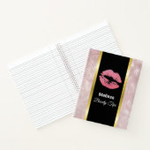 ピンクグリッターリップ&バラ金ゴールドトロピカル葉 ノートブック (内部)