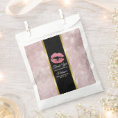 ピンクグリッターリップ&バラ金ゴールドトロピカル葉 フェイバーバッグ (クリップ留めされた状態)