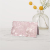 ピンクグリッターリップ&バラ金ゴールドトロピカル葉 プレイスカード (裏面)