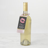 ピンクグリッターリップ&バラ金ゴールドトロピカル葉 ボトルネックタグ (アングル)