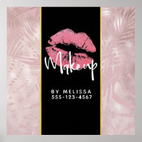 ピンクグリッターリップ&バラ金ゴールドトロピカル葉