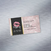 ピンクグリッターリップ&バラ金ゴールドトロピカル葉 マグネット名刺 (インサイチュ)