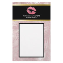 ピンクグリッターリップ&バラ金ゴールドトロピカル葉