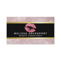 ピンクグリッターリップ&バラ金ゴールドトロピカル葉