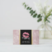 ピンクグリッターリップ&バラ金ゴールドトロピカル葉 名刺 (スタンド正面)