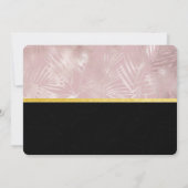 ピンクグリッターリップ&バラ金ゴールドトロピカル葉 招待状 (裏面)