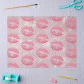 ピンクグリッターリップ&バラ金ゴールドトロピカル葉 薄葉紙 (クラフト)