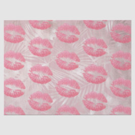 ピンクグリッターリップ&バラ金ゴールドトロピカル葉 薄葉紙