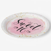 ピンクグリッターリーススウィート16th女の子誕生日 ペーパープレート (アングル)