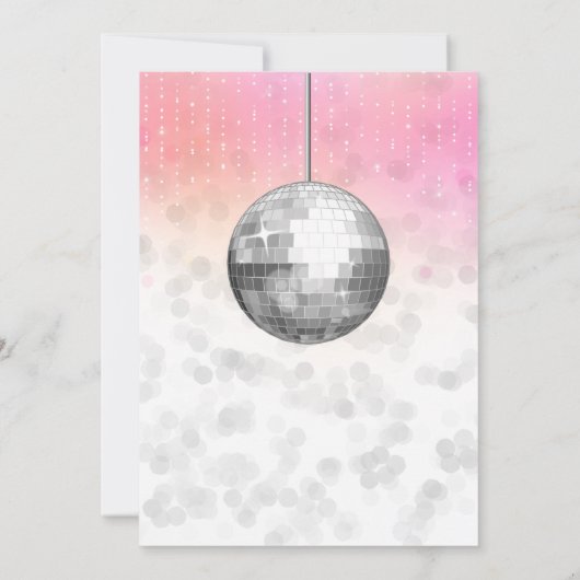 ピンクグリッタールックディスコパーティー誕生日 招待状 (裏面)