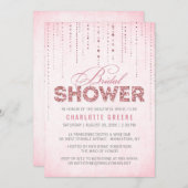 ピンクグリッタールックブライダルシャワー招待 招待状 (正面/裏面)