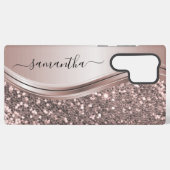 ピンクグリッタールック手書き名 SAMSUNG GALAXYケース (裏面横)