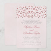 ピンクグリッタールック紙吹雪結婚式招待状 招待状 (正面/裏面)