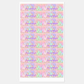 ピンクグリッターレインボーカラーネーム学校用品 ラベル (シート)