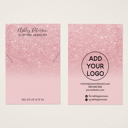 ピンクグリッターレインボージュエリーネックレスディスプレイ (正面&裏面)