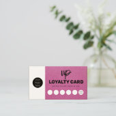 ピンクグリッターロイヤリティカード顧客パンチカード 名刺 (スタンド正面)