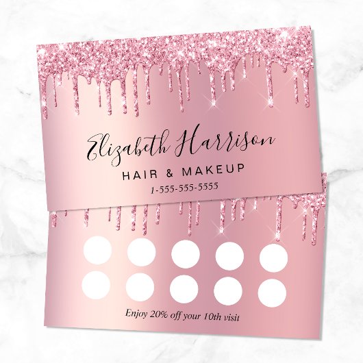 ピンクグリッターロイヤリティ割引カード ロイヤリティカード