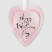 ピンクグリッターロマンチックなスクリプトのバレンタインデー オーナメント (正面)