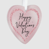 ピンクグリッターロマンチックなスクリプトのバレンタインデー オーナメント (正面)