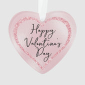 ピンクグリッターロマンチックなスクリプトのバレンタインデー オーナメント (裏面)