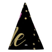 ピンクグリッターワンブラックフローラ1st誕生日パーティー パーティーハット (右)