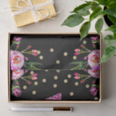 ピンクグリッターワンブラックフローラ1st誕生日パーティー 薄葉紙 (ギフト)