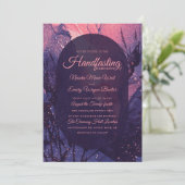 ピンクグリッター代替ゴシック高級ハンドスティング 招待状 (スタンド正面)