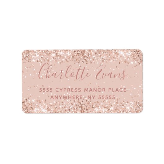 ピンクグリッター住所 シール (正面)