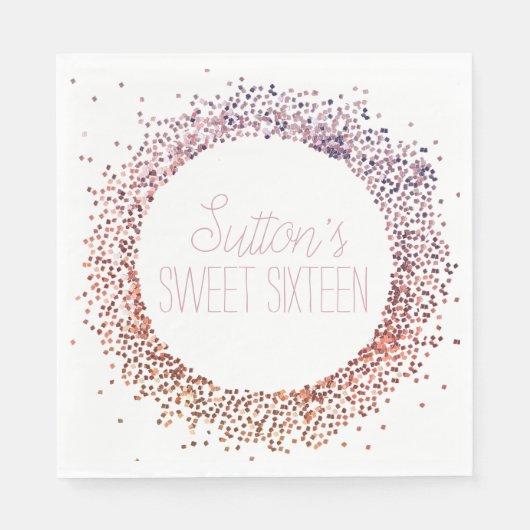 ピンクグリッター円 スタンダードランチョンナプキン (正面)