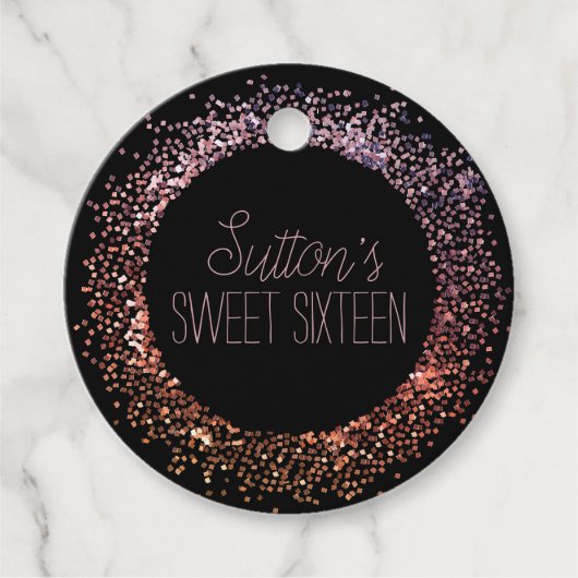 ピンクグリッター円 フェイバータグ (正面)