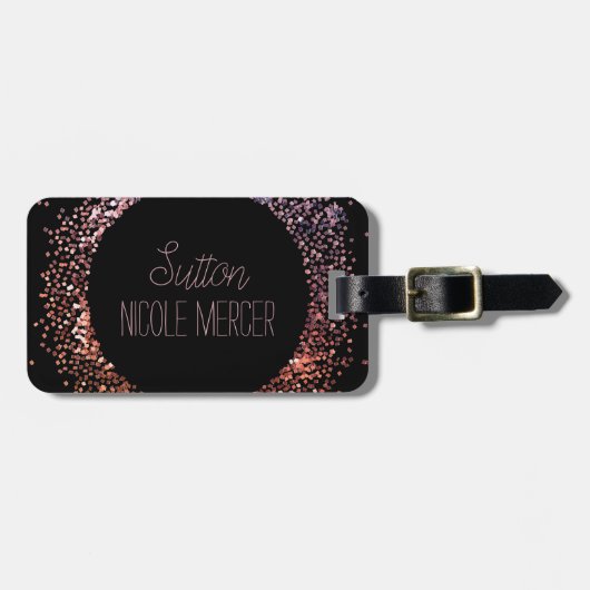 ピンクグリッター円 ラゲッジタグ (正面横)