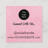 ピンクグリッター割引スクラッチオフサンキューカード スクエア名刺 (裏面)