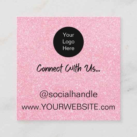 ピンクグリッター割引スクラッチオフサンキューカード スクエア名刺 (裏面)