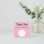 ピンクグリッター割引スクラッチオフサンキューカード スクエア名刺 (スタンド正面)