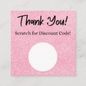 ピンクグリッター割引スクラッチオフサンキューカード スクエア名刺 (正面)
