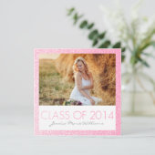 ピンクグリッター卒業パーティー招待状 招待状 (スタンド正面)