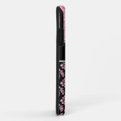 ピンクグリッター印刷の黒ダマスクあなたの名前 Case-Mate iPhoneケース (裏面/右)